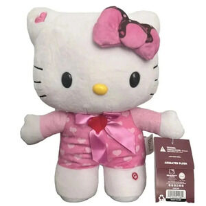 Hello Kitty Animated Plush With Sprinkled Bow. New With Tags.